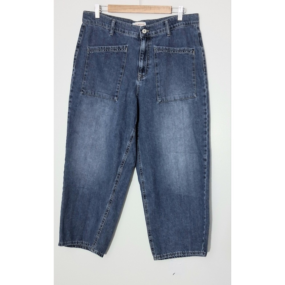Lucky Brand Jeans Women's Size 14/32 Medium Wash High Rise Wide Leg Crop Preown‎